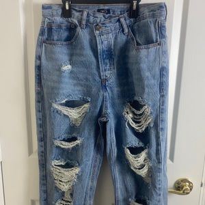 Rue21 Distressed Straight Leg Jean with Asymmetrical Waist